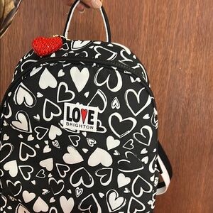 Brighton Black and White Heart Backpack includes heart bag charm!